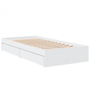 vidaXL Bed Frame with Drawers without Mattress White 90x200 cm — Size: 90 x 200 cm — V0672117869