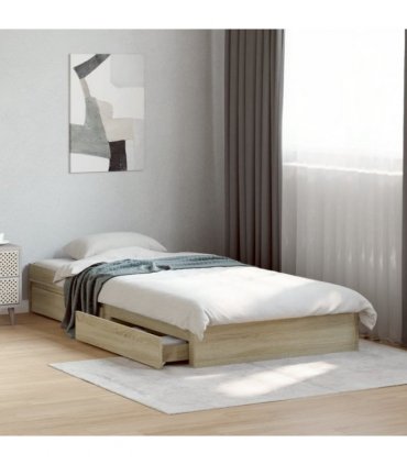 vidaXL Bed Frame with Drawers without Mattress Sonoma Oak 100x200 cm — Size: 100 x 200 cm