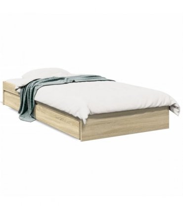 vidaXL Bed Frame with Drawers without Mattress Sonoma Oak 100x200 cm — Size: 100 x 200 cm