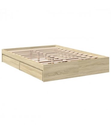 vidaXL Bed Frame with Drawers without Mattress Sonoma Oak 140x200 cm — Size: 140 x 200 cm