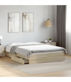 vidaXL Bed Frame with Drawers without Mattress Sonoma Oak 135x190 cm Double — Size: 135 x 190 cm — V0672117890