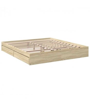 vidaXL Bed Frame with Drawers without Mattress Sonoma Oak 180x200 cm Super King — Size: 180 x 200 cm — V0672117892