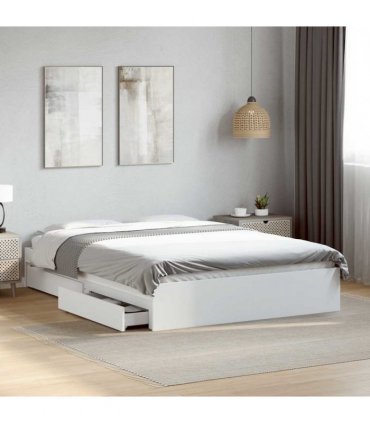 vidaXL Bed Frame with Drawers without Mattress White 120x200 cm — Size: 120 x 200 cm — V0672117895