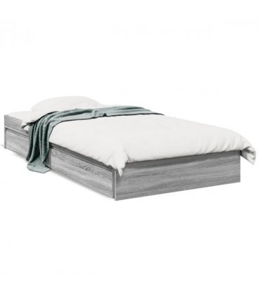 vidaXL Bed Frame with Drawers without Mattress Grey Sonoma 100x200 cm — Size: 100 x 200 cm