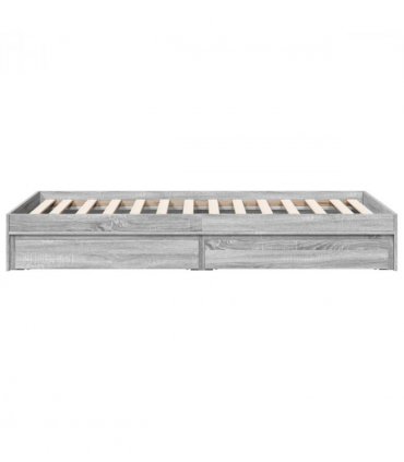 vidaXL Bed Frame with Drawers without Mattress Grey Sonoma 100x200 cm — Size: 100 x 200 cm