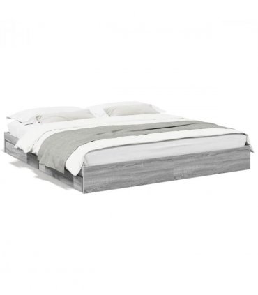 vidaXL Bed Frame with Drawers without Mattress Grey Sonoma 180x200 cm Super King — Size: 180 x 200 cm — V0672117898