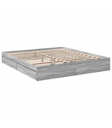 vidaXL Bed Frame with Drawers without Mattress Grey Sonoma 180x200 cm Super King — Size: 180 x 200 cm — V0672117898