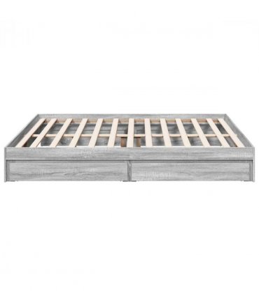 vidaXL Bed Frame with Drawers without Mattress Grey Sonoma 180x200 cm Super King — Size: 180 x 200 cm — V0672117898