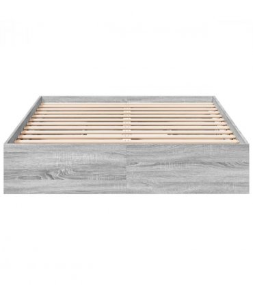 vidaXL Bed Frame with Drawers without Mattress Grey Sonoma 140x200 cm — Size: 140 x 200 cm — V0672117900