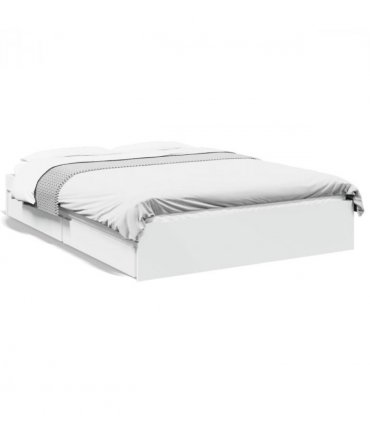 vidaXL Bed Frame with Drawers without Mattress White 135x190 cm Double — Size: 135 x 190 cm — V0672117901