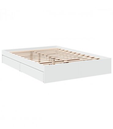 vidaXL Bed Frame with Drawers without Mattress White 135x190 cm Double — Size: 135 x 190 cm — V0672117901