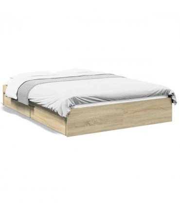 vidaXL Bed Frame with Drawers without Mattress Sonoma Oak 120x200 cm — Size: 120 x 200 cm