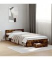 vidaXL Bed Frame with Drawer without Mattress Smoked Oak 90x200 cm — Size: 90 x 200 cm