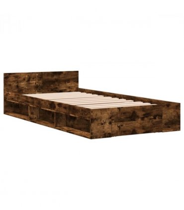 vidaXL Bed Frame with Drawer without Mattress Smoked Oak 90x200 cm — Size: 90 x 200 cm