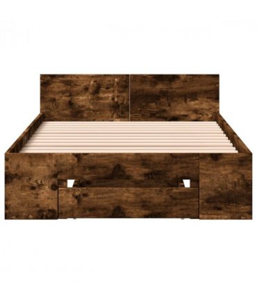 vidaXL Bed Frame with Drawer without Mattress Smoked Oak 90x200 cm — Size: 90 x 200 cm