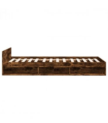 vidaXL Bed Frame with Drawer without Mattress Smoked Oak 90x200 cm — Size: 90 x 200 cm