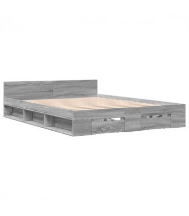 vidaXL Bed Frame with Drawers without Mattress Grey Sonoma 120x190 cm Small Double — Size: 120 x 190 cm