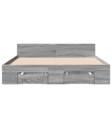 vidaXL Bed Frame with Drawers without Mattress Grey Sonoma 120x190 cm Small Double — Size: 120 x 190 cm