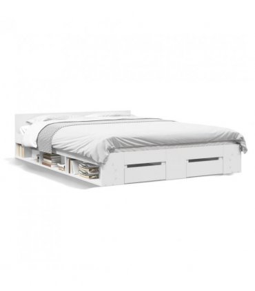 vidaXL Bed Frame with Drawers without Mattress White 120x200 cm — Size: 120 x 200 cm — V0672117910