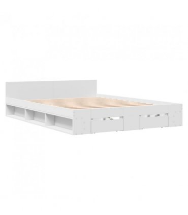 vidaXL Bed Frame with Drawers without Mattress White 120x200 cm — Size: 120 x 200 cm — V0672117910