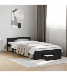vidaXL Bed Frame with Drawer without Mattress Black 90x190 cm Single — Size: 90 x 190 cm