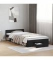 vidaXL Bed Frame with Drawer without Mattress Black 90x190 cm Single — Size: 90 x 190 cm