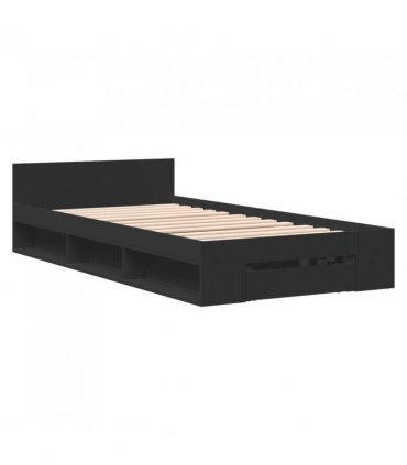 vidaXL Bed Frame with Drawer without Mattress Black 90x190 cm Single — Size: 90 x 190 cm