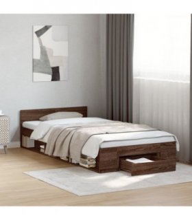 vidaXL Bed Frame with Drawer without Mattress Brown Oak 75x190 cm Small Single — Size: 75 x 190 cm
