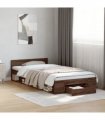 vidaXL Bed Frame with Drawer without Mattress Brown Oak 75x190 cm Small Single — Size: 75 x 190 cm