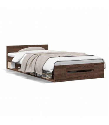 vidaXL Bed Frame with Drawer without Mattress Brown Oak 75x190 cm Small Single — Size: 75 x 190 cm