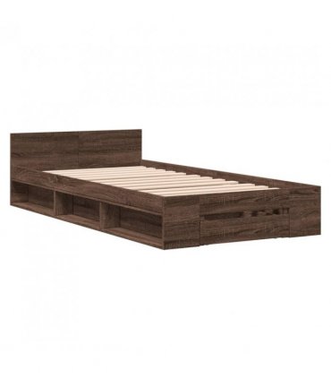 vidaXL Bed Frame with Drawer without Mattress Brown Oak 75x190 cm Small Single — Size: 75 x 190 cm