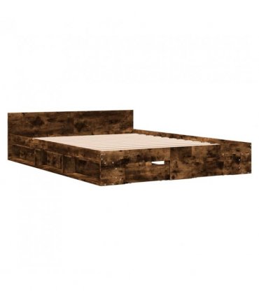 vidaXL Bed Frame with Drawers without Mattress Smoked Oak 150x200 cm King Size — Size: 150 x 200 cm