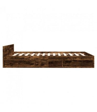 vidaXL Bed Frame with Drawers without Mattress Smoked Oak 150x200 cm King Size — Size: 150 x 200 cm