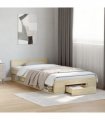 vidaXL Bed Frame with Drawer without Mattress Sonoma Oak 75x190 cm Small Single — Size: 75 x 190 cm