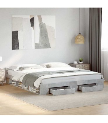 vidaXL Bed Frame with Drawers without Mattress Concrete Grey 180x200 cm Super King — Size: 180 x 200 cm — V0672117919