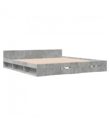 vidaXL Bed Frame with Drawers without Mattress Concrete Grey 180x200 cm Super King — Size: 180 x 200 cm — V0672117919