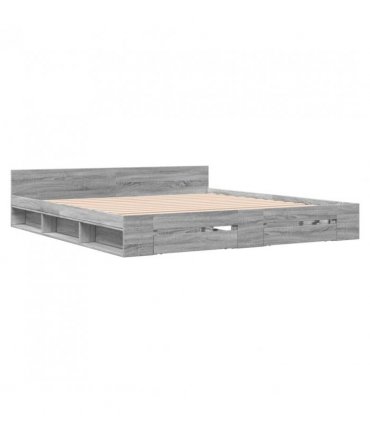 vidaXL Bed Frame with Drawers without Mattress Grey Sonoma 180x200 cm Super King — Size: 180 x 200 cm — V0672117921