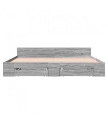 vidaXL Bed Frame with Drawers without Mattress Grey Sonoma 180x200 cm Super King — Size: 180 x 200 cm — V0672117921