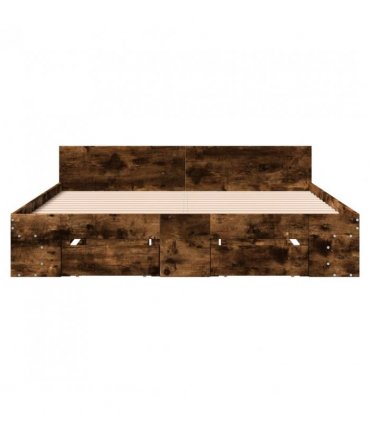 vidaXL Bed Frame with Drawers without Mattress Smoked Oak 140x200 cm — Size: 140 x 200 cm