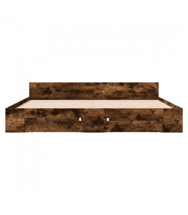 vidaXL Bed Frame with Drawers without Mattress Smoked Oak 180x200 cm Super King — Size: 180 x 200 cm