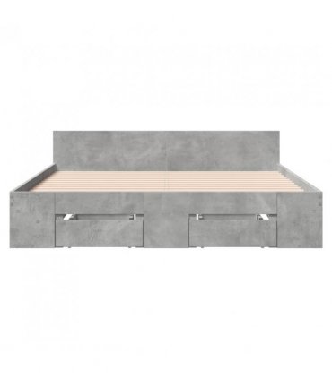 vidaXL Bed Frame with Drawers without Mattress Concrete Grey 135x190 cm Double — Size: 135 x 190 cm