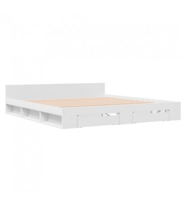 vidaXL Bed Frame with Drawers without Mattress White 180x200 cm Super King — Size: 180 x 200 cm — V0672117927