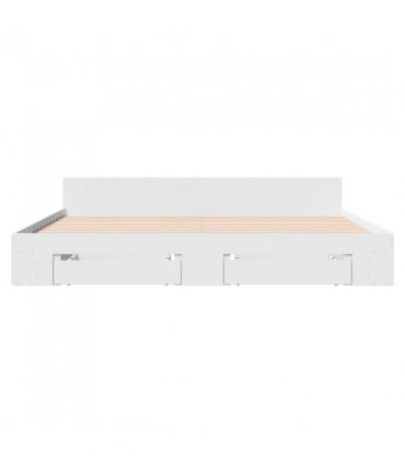 vidaXL Bed Frame with Drawers without Mattress White 180x200 cm Super King — Size: 180 x 200 cm — V0672117927