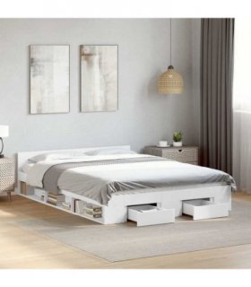 vidaXL Bed Frame with Drawers without Mattress White 120x190 cm Small Double — Size: 120 x 190 cm — V0672117929