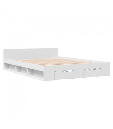 vidaXL Bed Frame with Drawers without Mattress White 120x190 cm Small Double — Size: 120 x 190 cm — V0672117929