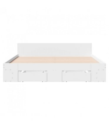 vidaXL Bed Frame with Drawers without Mattress White 120x190 cm Small Double — Size: 120 x 190 cm — V0672117929