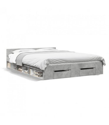 vidaXL Bed Frame with Drawers without Mattress Concrete Grey 120x190 cm Small Double — Size: 120 x 190 cm