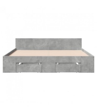 vidaXL Bed Frame with Drawers without Mattress Concrete Grey 120x190 cm Small Double — Size: 120 x 190 cm