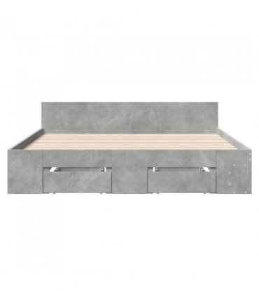 vidaXL Bed Frame with Drawers without Mattress Concrete Grey 160x200 cm — Size: 160 x 200 cm