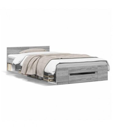 vidaXL Bed Frame with Drawer without Mattress Grey Sonoma 90x190 cm Single — Size: 90 x 190 cm